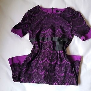EUC ABS Purple Lace Cotton Ribbon and Bow Waist Dress Girls
